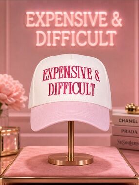 'Expensive & Difficult' Pink and White Baseball Cap/Women’s/ New